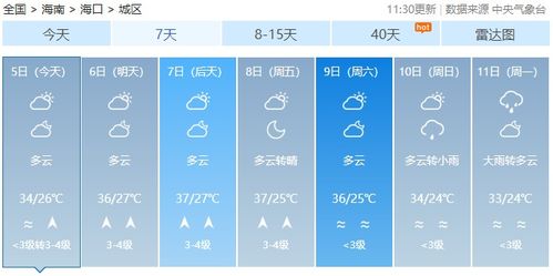 海口天气预报（海口天气预报最新7天）